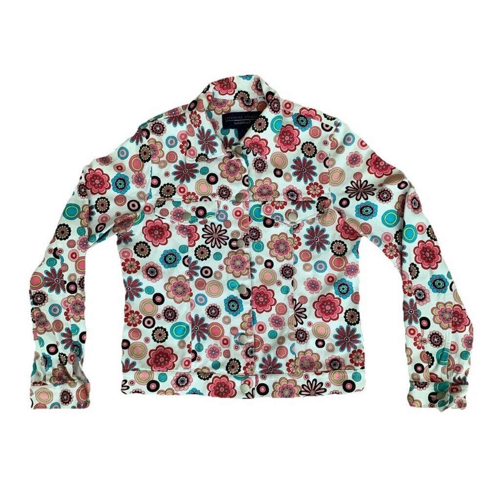 Catherine Stewart Retro Flower Button Down Multicolor Jacket Size Small